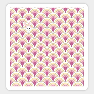 Pink Wave Pattern with Bunny Peekaboo Sticker